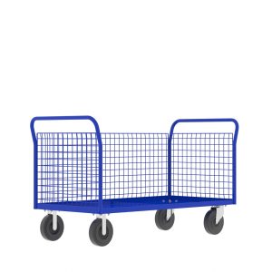 3-Sided Platform Cage Cart, 60x30", Blue
