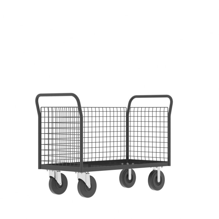 3-Sided Platform Cage Cart, 48x24", Gray