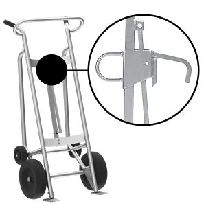 4-Wheel Drum Hand Truck, Aluminum, Pneumatic Wheels, Locking Cover Chime Hook