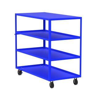 4-Shelf 12 Gauge Utility Cart, 60x30", Flat Top, Blue