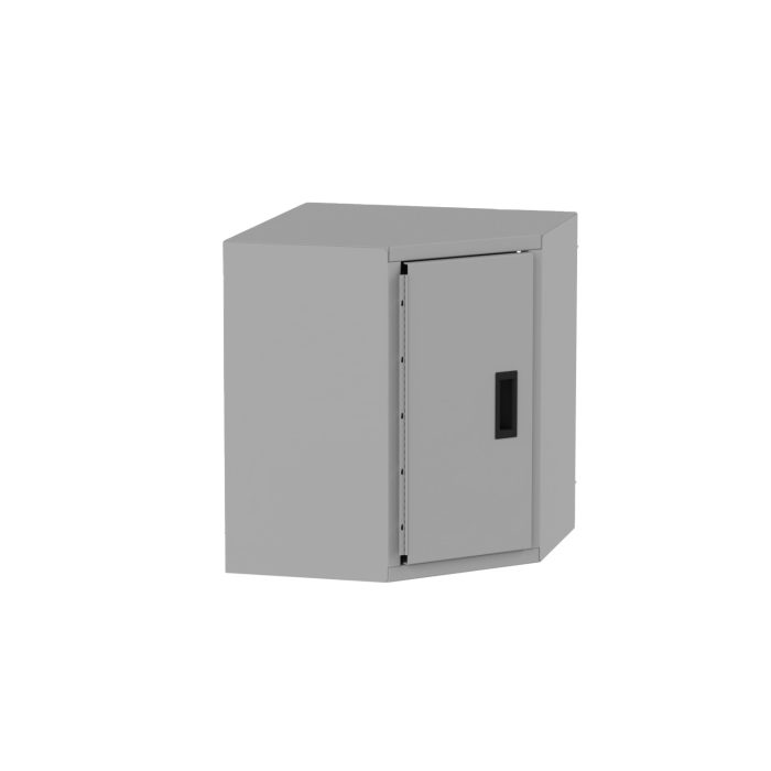 Corner Wall Cabinet, left hinge with shelf, Silver