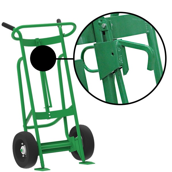 2-Wheel Drum Hand Truck, Steel, Pneumatic Wheels, Hand Brake, Locking Cover Chime Hook