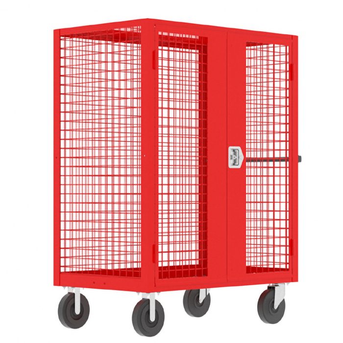 Security Cart, 60x30", (1) Shelf, Red