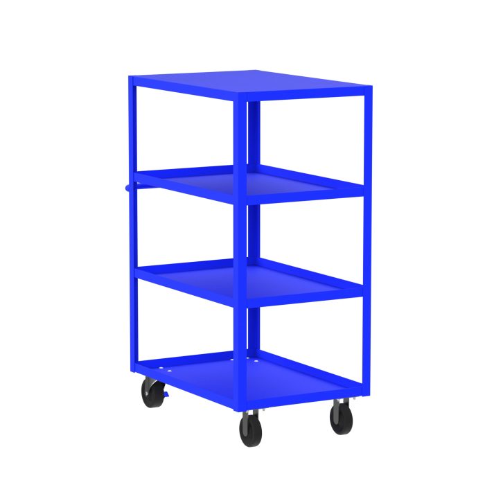 4-Shelf 12 Gauge Utility Cart, 36x24", Flat Top, Blue