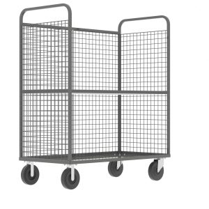 3-Sided Stock Picking Cage Cart, (1) Shelf, Gray