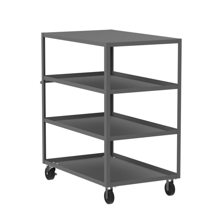 4-Shelf 12 Gauge Utility Cart, 48x30", Flat Top, Gray
