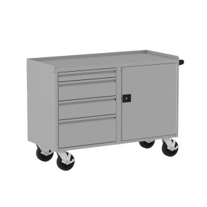 48" Deluxe Mobile Workbench, (4) Drawers (1) Door, Silver