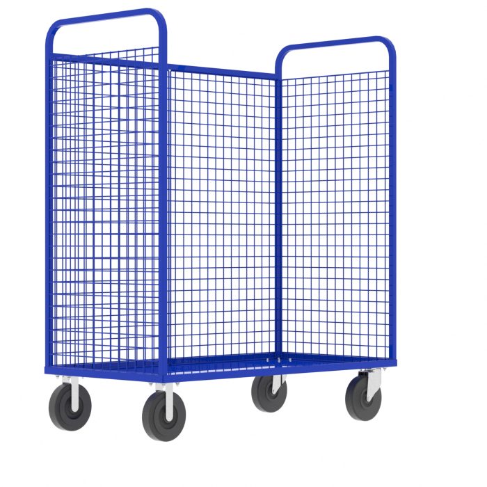 3-Sided Stock Picking Cage Cart, Blue