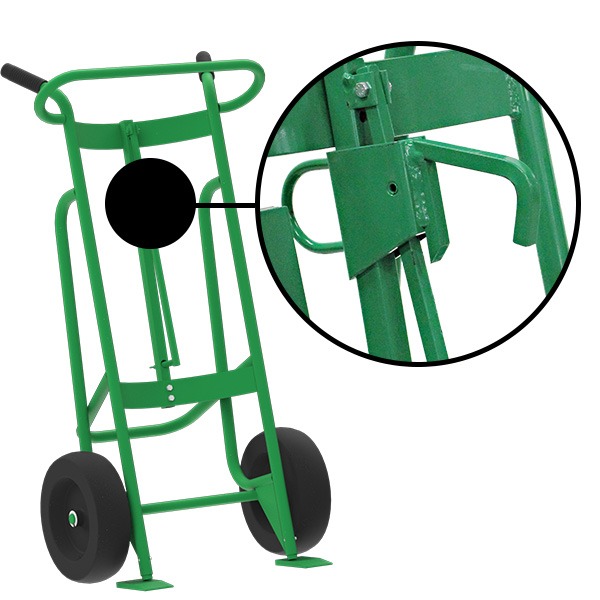 2-Wheel Drum Hand Truck, Steel, Pneumatic Wheels, Locking Cover Chime Hook