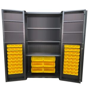 Deep Door Bin & Shelf Cabinet, Half Bins, 48x84"