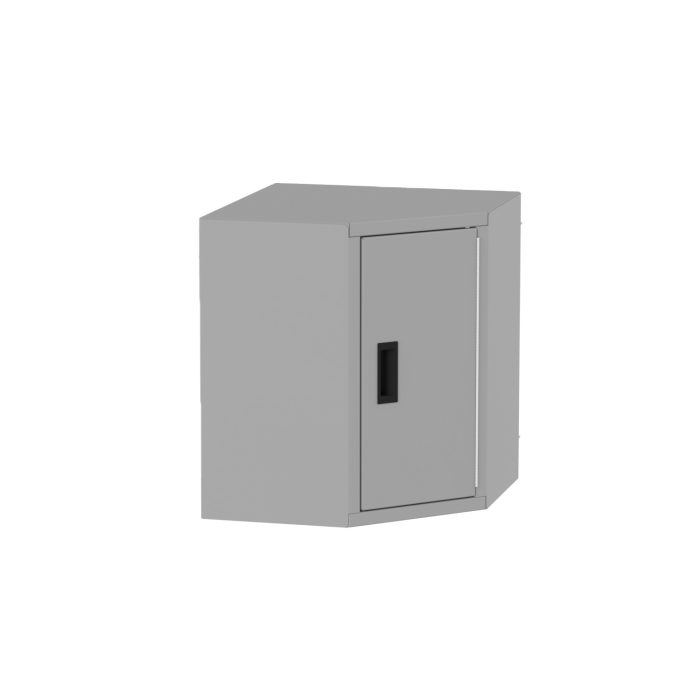 Corner Wall Cabinet, right hinge with shelf, Silver