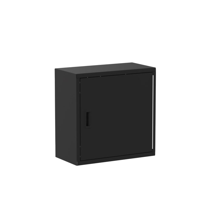 24" Wall Cabinet, right hinge with shelf, Black
