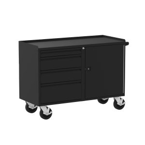 48" Deluxe Mobile Workbench, (4) Drawers (1) Door, Red/Black