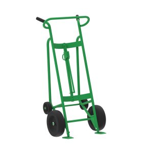 4-Wheel Drum Hand Truck, Steel, Pneumatic Wheels