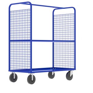 2-Sided Stock Picking Cage Cart, (1) Shelf, Blue